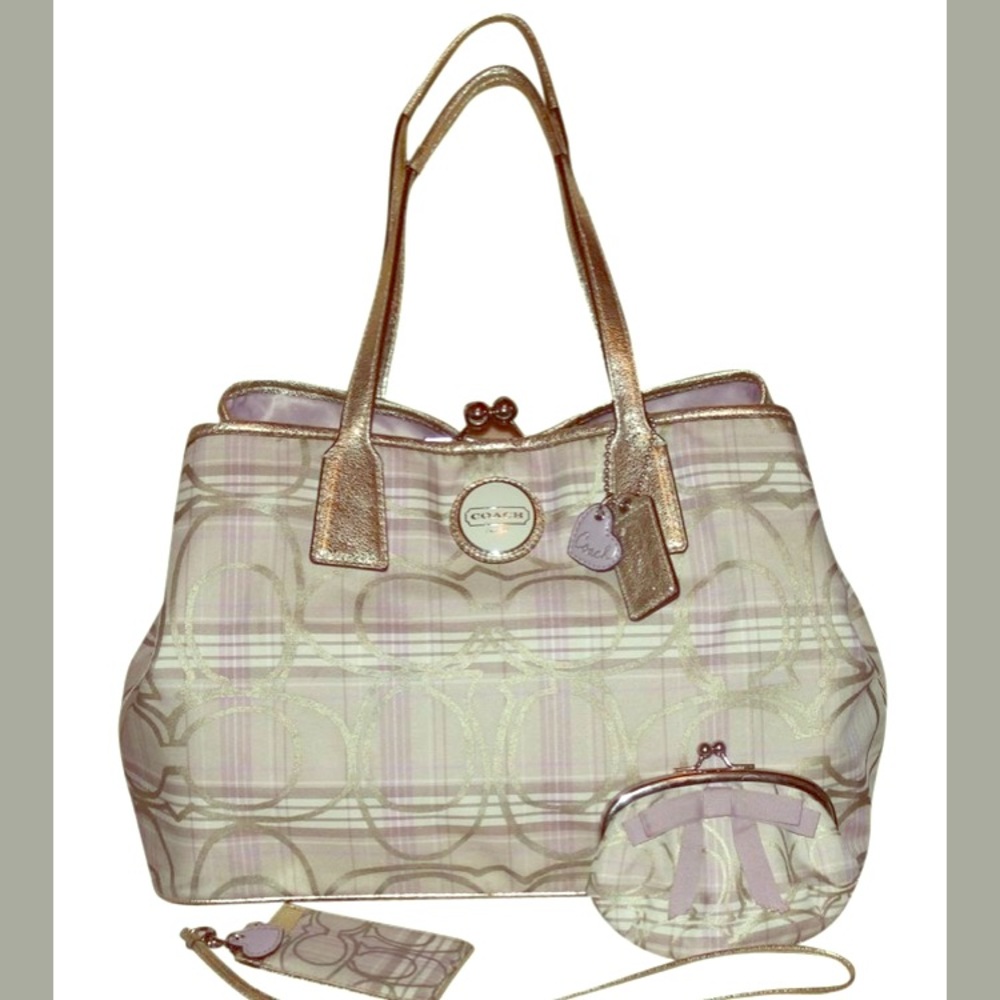 Authentic Coach Satin Jacquard Satchel